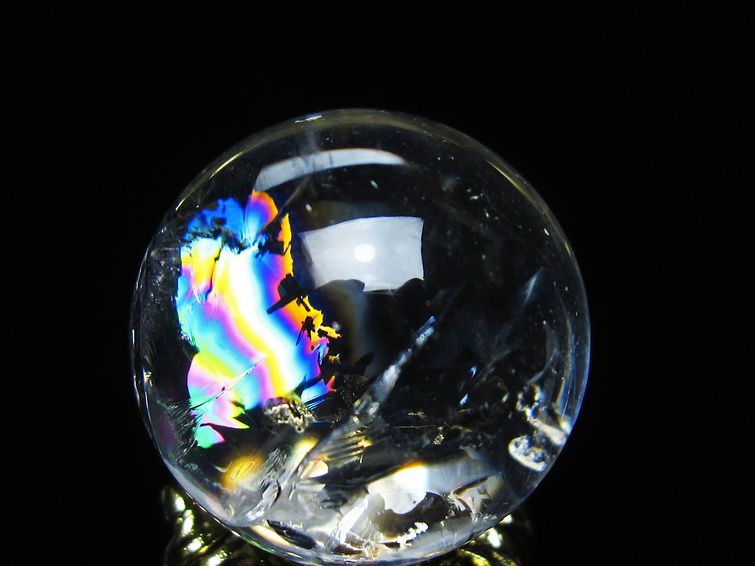 アイリスクォーツ 水晶 丸玉 虹入り 26mm スフィア 置物 水晶玉 一点物 141-7050
