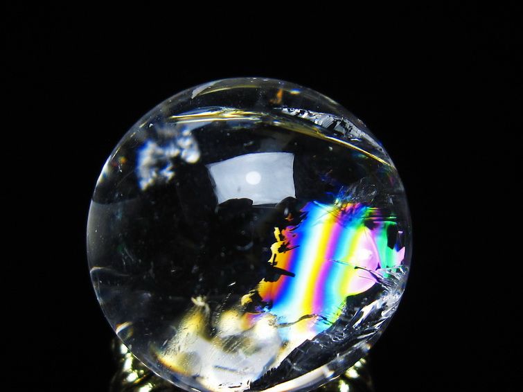 アイリスクォーツ 水晶 丸玉 虹入り 26mm スフィア 置物 水晶玉 一点物 141-7050