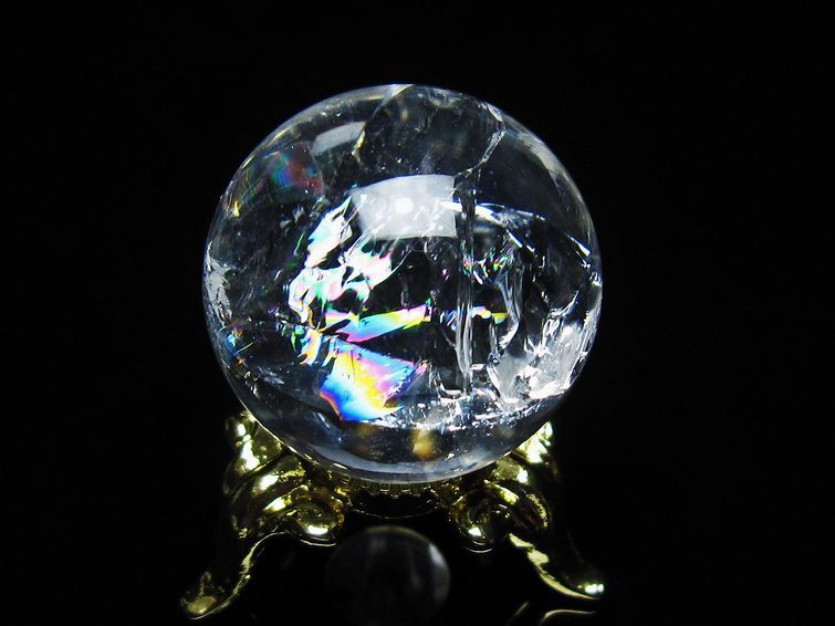 アイリスクォーツ 水晶 丸玉 虹入り 26mm スフィア 置物 水晶玉 一点物 141-7051 [sold out]