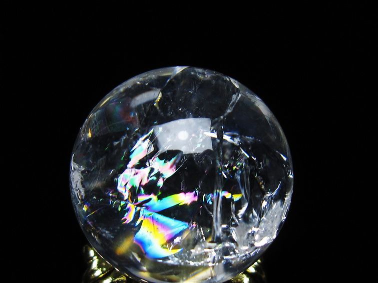 アイリスクォーツ 水晶 丸玉 虹入り 26mm スフィア 置物 水晶玉 一点物 141-7051 [sold out]