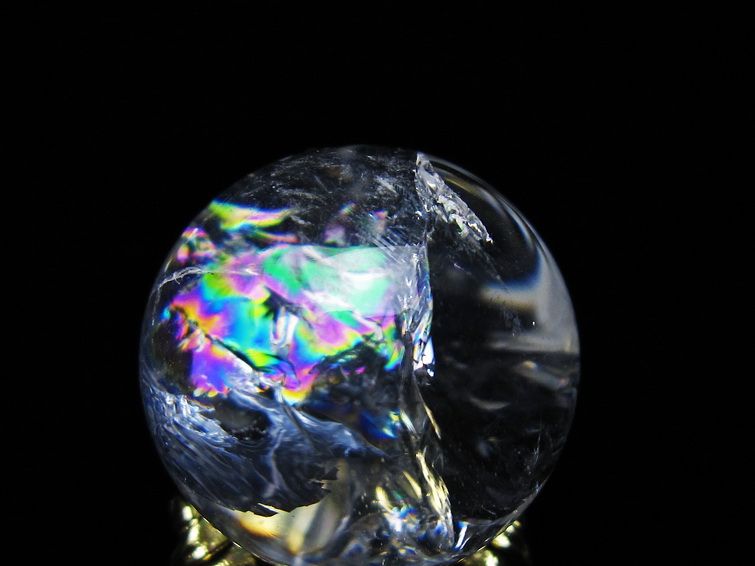 アイリスクォーツ 水晶 丸玉 虹入り 26mm スフィア 置物 水晶玉 一点物 141-7051 [sold out]