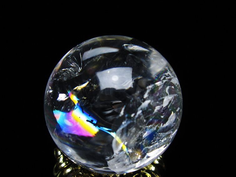 アイリスクォーツ 水晶 丸玉 虹入り 26mm スフィア 置物 水晶玉 一点物 141-7052 [sold out]