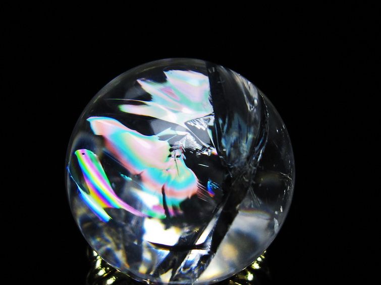 アイリスクォーツ 水晶 丸玉 虹入り 26mm スフィア 置物 水晶玉 一点物 141-7052 [sold out]