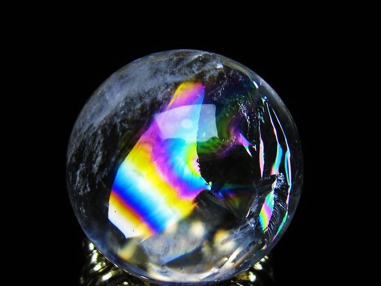 アイリスクォーツ 水晶 丸玉 虹入り 26mm スフィア 置物 水晶玉 一点物 141-7053