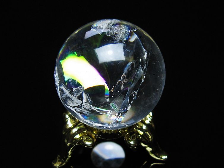 アイリスクォーツ 水晶 丸玉 虹入り 26mm スフィア 置物 水晶玉 一点物 141-7054
