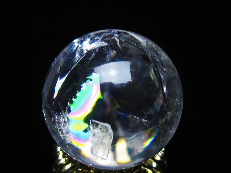 アイリスクォーツ 水晶 丸玉 虹入り 26mm スフィア 置物 水晶玉 一点物 141-7054
