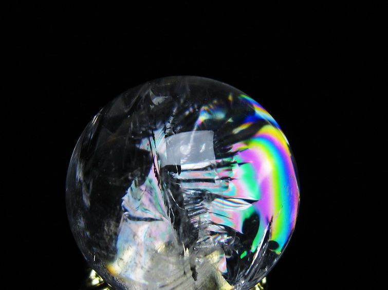アイリスクォーツ 水晶 丸玉 虹入り 26mm スフィア 置物 水晶玉 一点物 141-7055