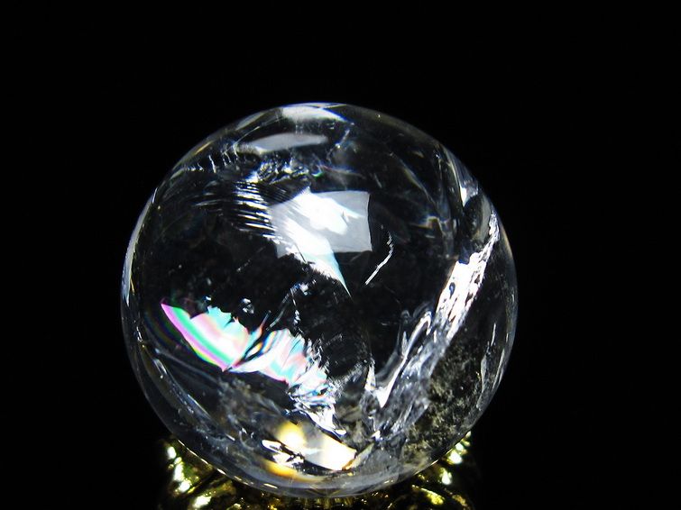 アイリスクォーツ 水晶 丸玉 虹入り 26mm スフィア 置物 水晶玉 一点物 141-7055