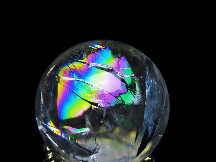 アイリスクォーツ 水晶 丸玉 虹入り 26mm スフィア 置物 水晶玉 一点物 141-7056 [sold out]