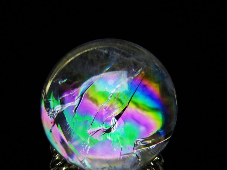 アイリスクォーツ 水晶 丸玉 虹入り 26mm スフィア 置物 水晶玉 一点物 141-7056 [sold out]