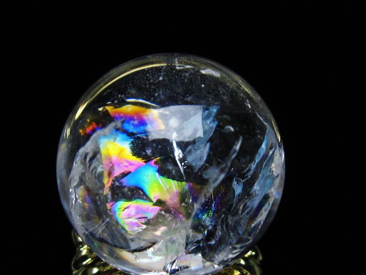 アイリスクォーツ 水晶 丸玉 虹入り 26mm スフィア 置物 水晶玉 一点物 141-7058 [sold out]