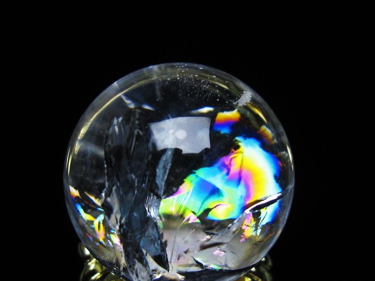 アイリスクォーツ 水晶 丸玉 虹入り 26mm スフィア 置物 水晶玉 一点物 141-7058 [sold out]