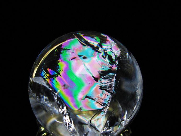 アイリスクォーツ 水晶 丸玉 虹入り 26mm スフィア 置物 水晶玉 一点物 141-7060 [sold out]