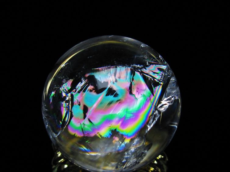 アイリスクォーツ 水晶 丸玉 虹入り 26mm スフィア 置物 水晶玉 一点物 141-7060 [sold out]
