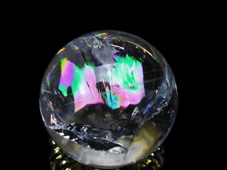 アイリスクォーツ 水晶 丸玉 虹入り 26mm スフィア 置物 水晶玉 一点物 141-7061
