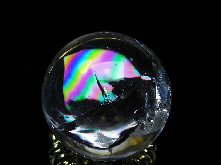 アイリスクォーツ 水晶 丸玉 虹入り 26mm スフィア 置物 水晶玉 一点物 141-7063