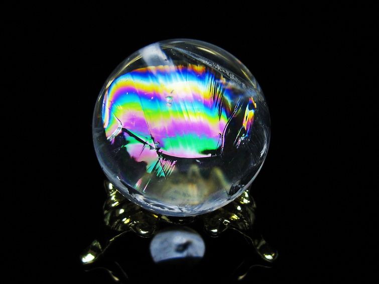 アイリスクォーツ 水晶 丸玉 虹入り 26mm スフィア 置物 水晶玉 一点物 141-7064 【sold out】