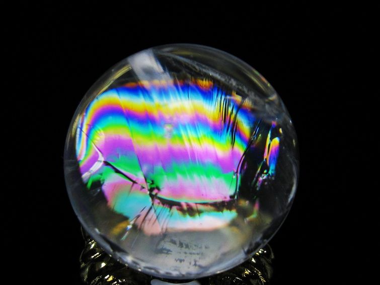 アイリスクォーツ 水晶 丸玉 虹入り 26mm スフィア 置物 水晶玉 一点物 141-7064 【sold out】