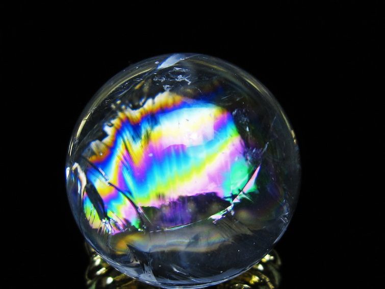 アイリスクォーツ 水晶 丸玉 虹入り 26mm スフィア 置物 水晶玉 一点物 141-7064 【sold out】