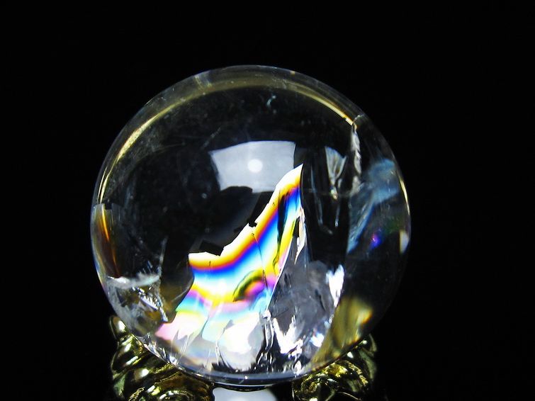 アイリスクォーツ 水晶 丸玉 虹入り 26mm スフィア 置物 水晶玉 一点物 141-7065