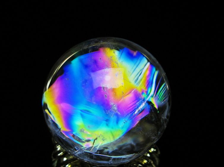 アイリスクォーツ 水晶 丸玉 虹入り 26mm スフィア 置物 水晶玉 一点物 141-7066 [sold out]