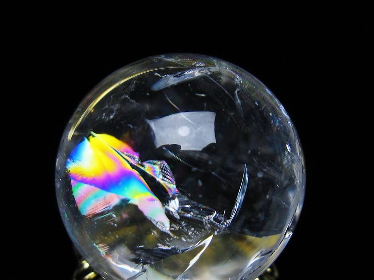 アイリスクォーツ 水晶 丸玉 虹入り 26mm スフィア 置物 水晶玉 一点物 141-7067 [sold out]