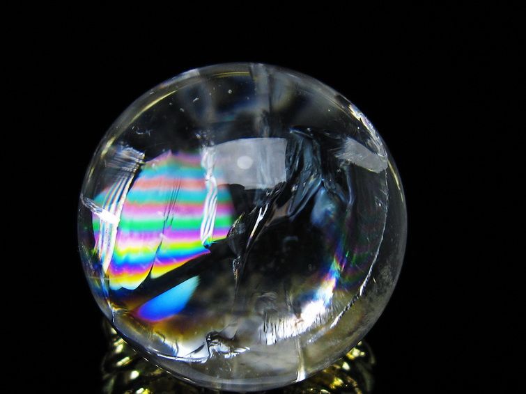 アイリスクォーツ 水晶 丸玉 虹入り 26mm スフィア 置物 水晶玉 一点物 141-7067 [sold out]