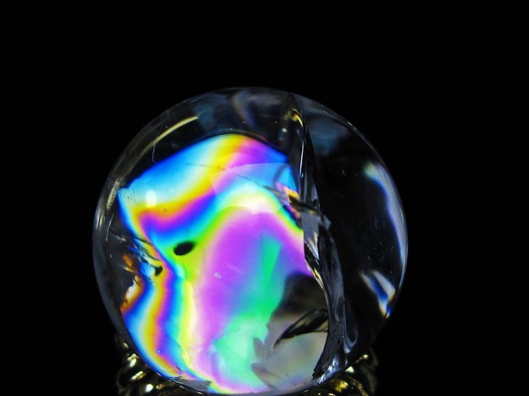 アイリスクォーツ 水晶 丸玉 虹入り 26mm スフィア 置物 水晶玉 一点物 141-7068
