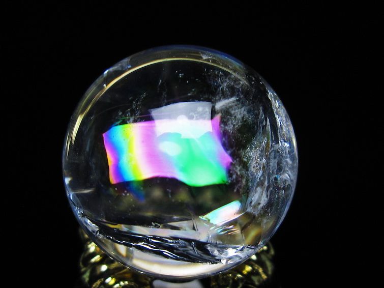 アイリスクォーツ 水晶 丸玉 虹入り 26mm スフィア 置物 水晶玉 一点物 141-7069 【sold out】