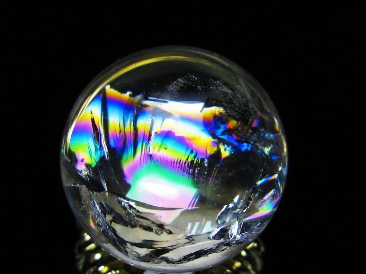 アイリスクォーツ 水晶 丸玉 虹入り 26mm スフィア 置物 水晶玉 一点物 141-7070