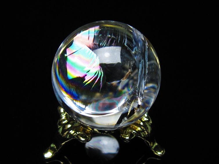 アイリスクォーツ 水晶 丸玉 虹入り 25mm スフィア 置物 水晶玉 一点物 141-7071 [sold out]