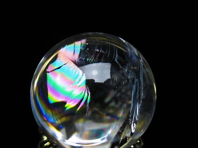 アイリスクォーツ 水晶 丸玉 虹入り 25mm スフィア 置物 水晶玉 一点物 141-7071 [sold out]