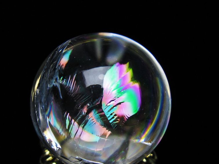 アイリスクォーツ 水晶 丸玉 虹入り 25mm スフィア 置物 水晶玉 一点物 141-7071 [sold out]