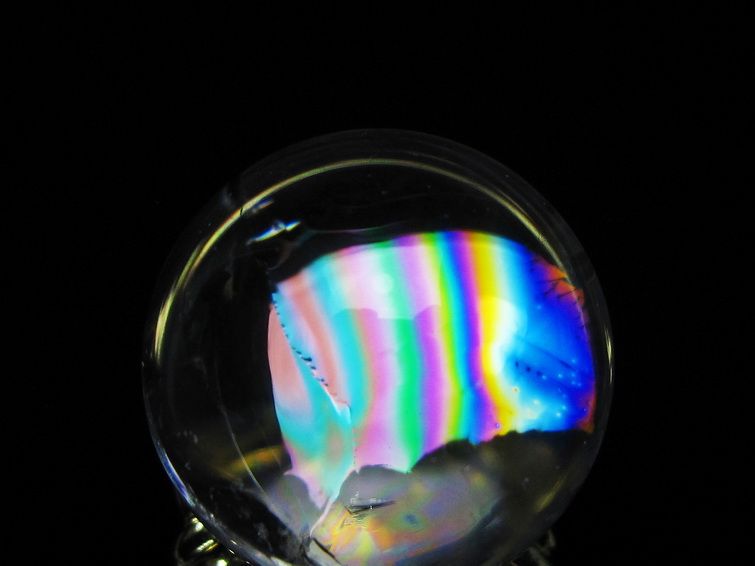 アイリスクォーツ 水晶 丸玉 虹入り 26mm スフィア 置物 水晶玉 一点物 141-7072
