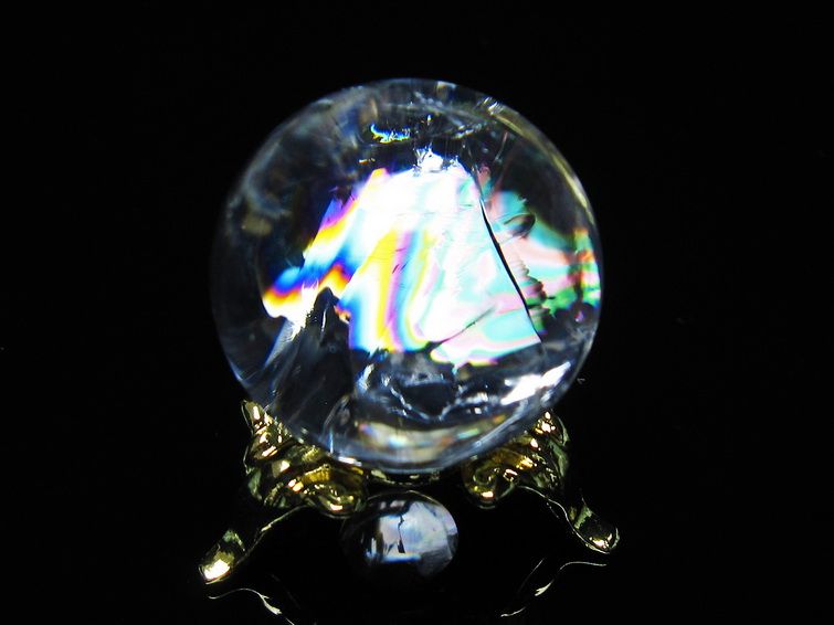 アイリスクォーツ 水晶 丸玉 虹入り 27mm スフィア 置物 水晶玉 一点物 141-7073 [sold out]
