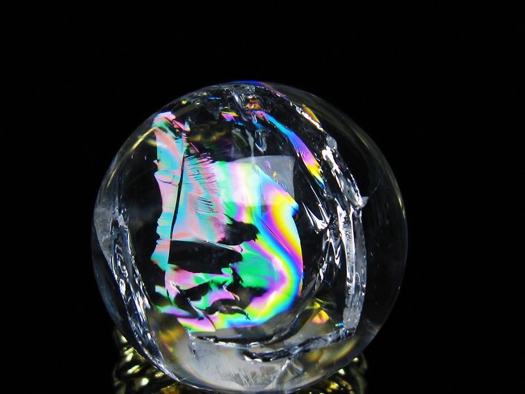 アイリスクォーツ 水晶 丸玉 虹入り 27mm スフィア 置物 水晶玉 一点物 141-7073 [sold out]