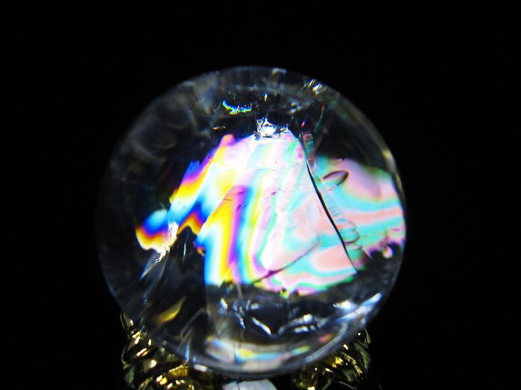 アイリスクォーツ 水晶 丸玉 虹入り 27mm スフィア 置物 水晶玉 一点物 141-7073 [sold out]