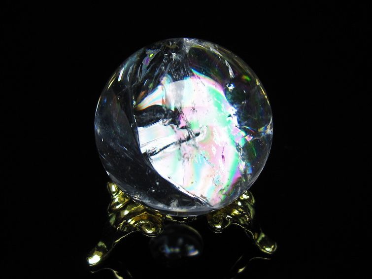 アイリスクォーツ 水晶 丸玉 虹入り 27mm スフィア 置物 水晶玉 一点物 141-7074 【sold out】