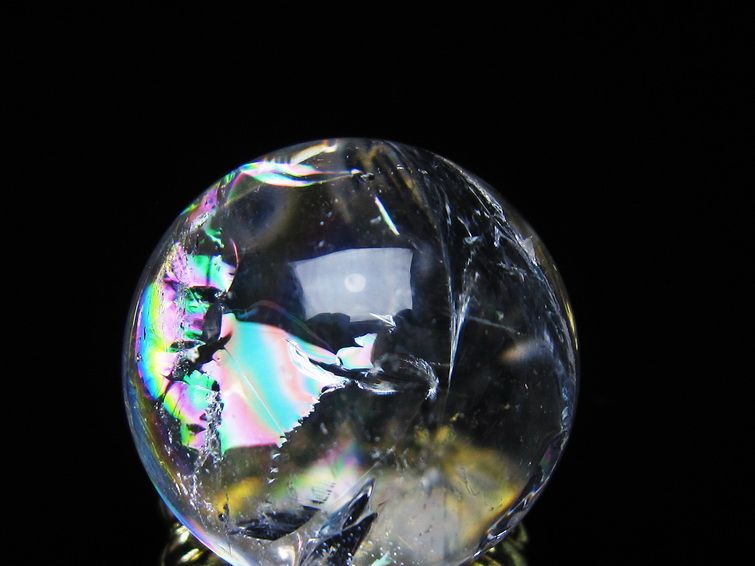 アイリスクォーツ 水晶 丸玉 虹入り 27mm スフィア 置物 水晶玉 一点物 141-7074 【sold out】