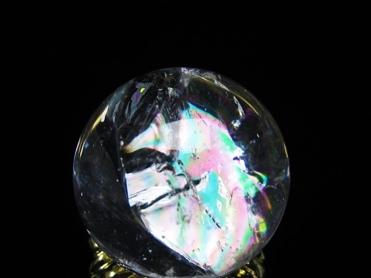 アイリスクォーツ 水晶 丸玉 虹入り 27mm スフィア 置物 水晶玉 一点物 141-7074 【sold out】