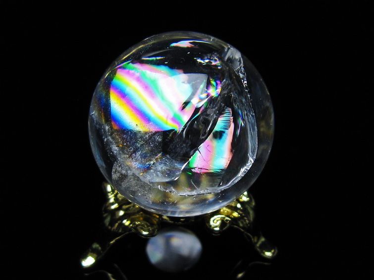 アイリスクォーツ 水晶 丸玉 虹入り 27mm スフィア 置物 水晶玉 一点物 141-7075