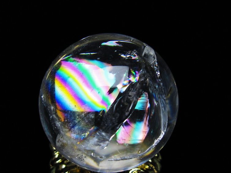 アイリスクォーツ 水晶 丸玉 虹入り 27mm スフィア 置物 水晶玉 一点物 141-7075