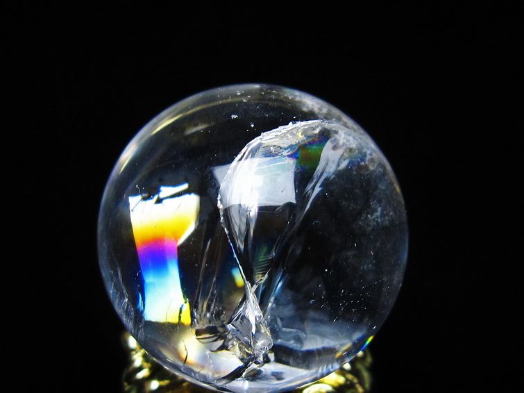 アイリスクォーツ 水晶 丸玉 虹入り 27mm スフィア 置物 水晶玉 一点物 141-7075