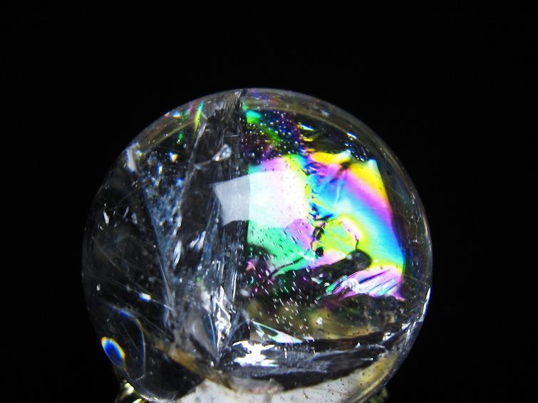 アイリスクォーツ 水晶 丸玉 虹入り 27mm スフィア 置物 水晶玉 一点物 141-7076