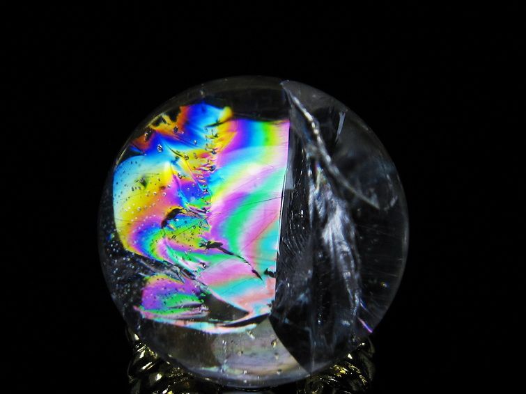 アイリスクォーツ 水晶 丸玉 虹入り 27mm スフィア 置物 水晶玉 一点物 141-7076