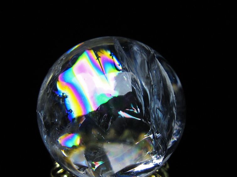 アイリスクォーツ 水晶 丸玉 虹入り 27mm スフィア 置物 水晶玉 一点物 141-7077