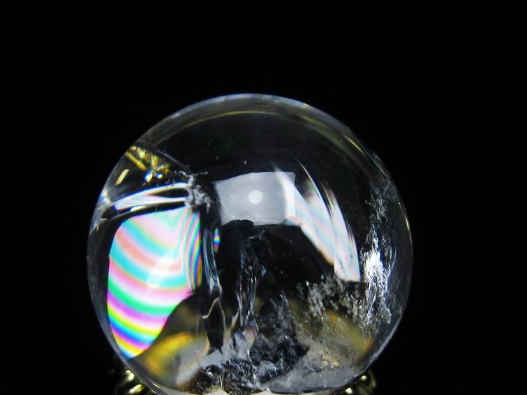 アイリスクォーツ 水晶 丸玉 虹入り 27mm スフィア 置物 水晶玉 一点物 141-7078 [sold out]