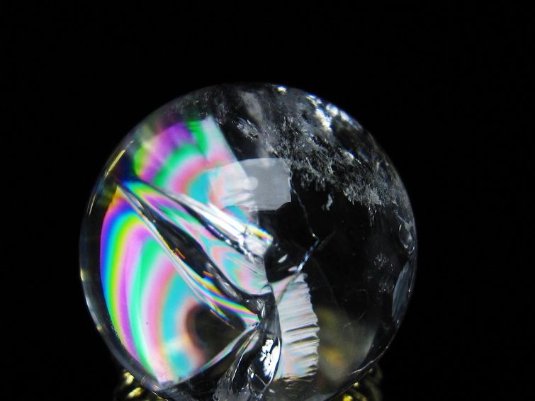 アイリスクォーツ 水晶 丸玉 虹入り 27mm スフィア 置物 水晶玉 一点物 141-7078 [sold out]
