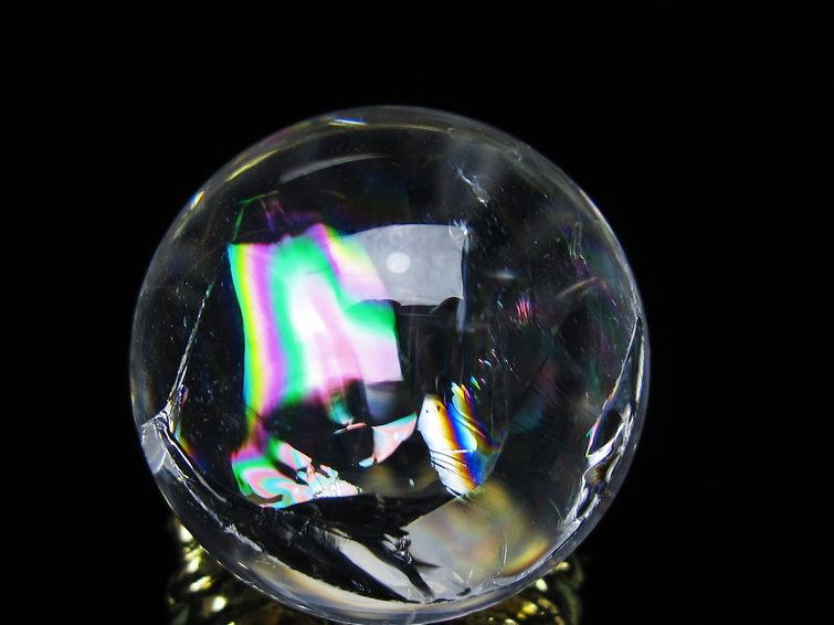アイリスクォーツ 水晶 丸玉 虹入り 27mm スフィア 置物 水晶玉 一点物 141-7079
