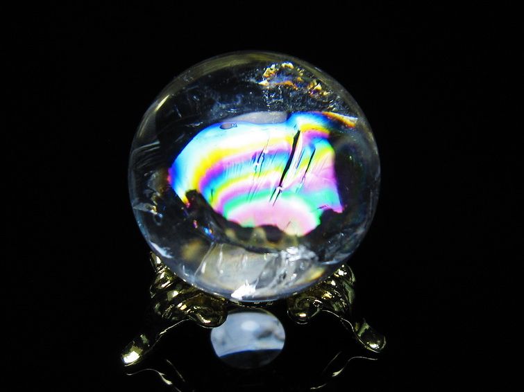 アイリスクォーツ 水晶 丸玉 虹入り 27mm スフィア 置物 水晶玉 一点物 141-7080 【sold out】